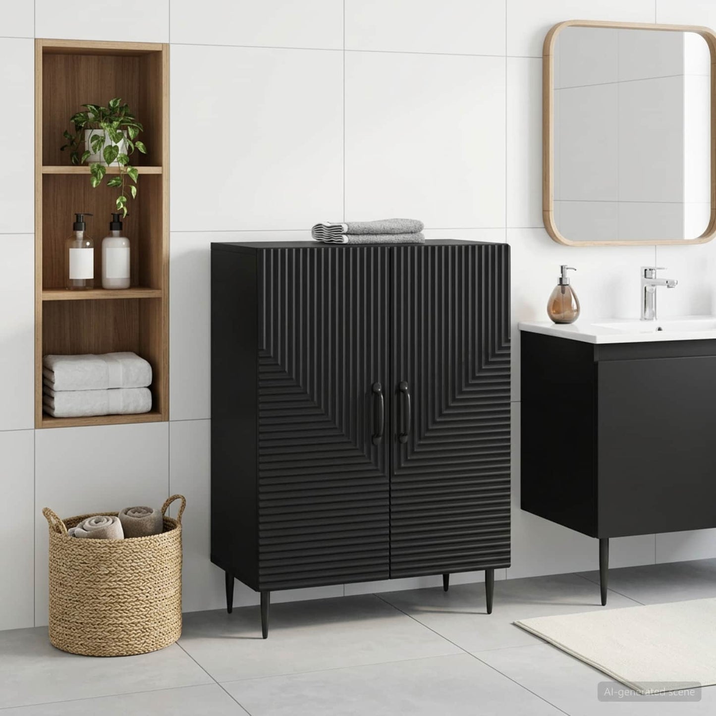Badezimmer Aufbewahrungsschrank HAARLEM Schwarz