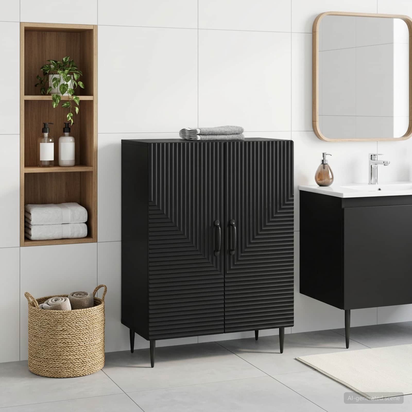 Badezimmer Aufbewahrungsschrank HAARLEM Schwarz