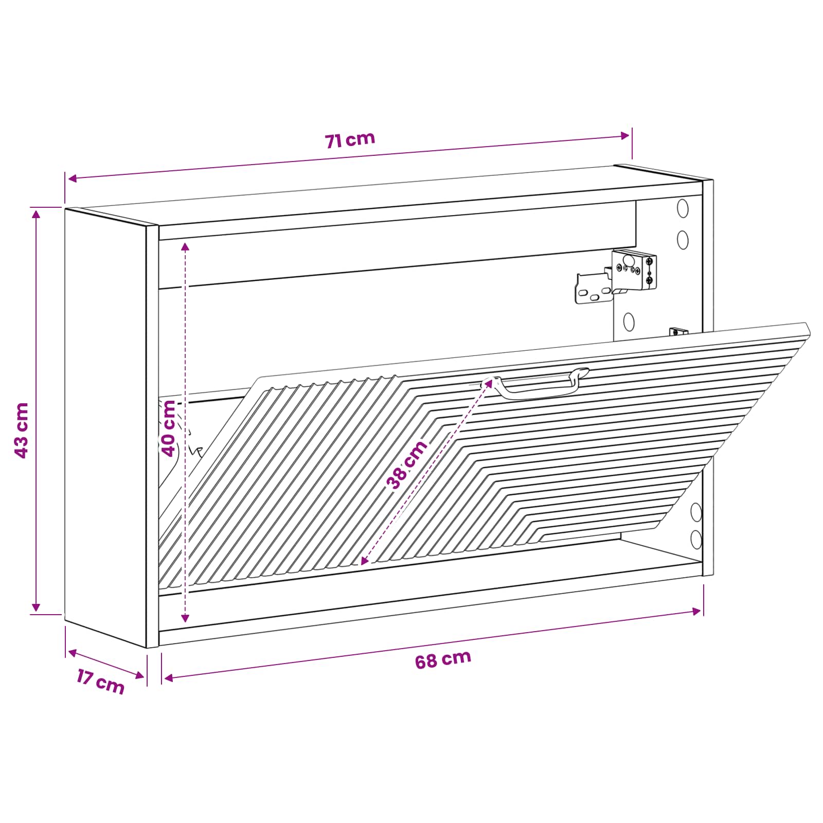Wandmontierter Schuhschrank HAARLEM 71 x 17 x 43 cm Schwarz