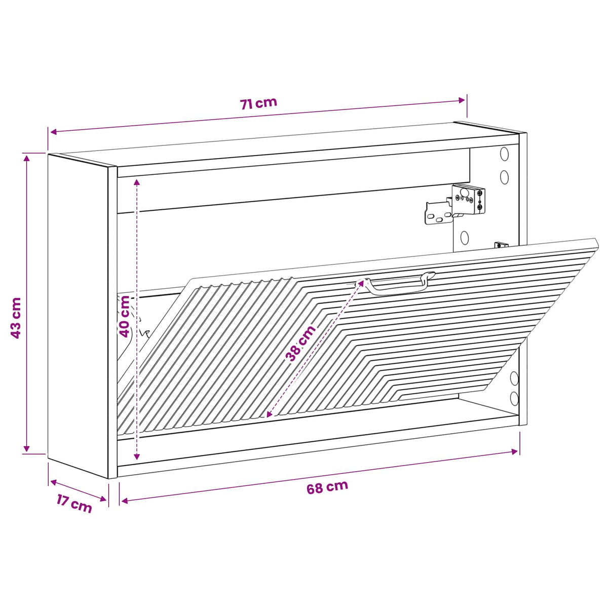 Wandmontierter Schuhschrank HAARLEM 71 x 17 x 43 cm