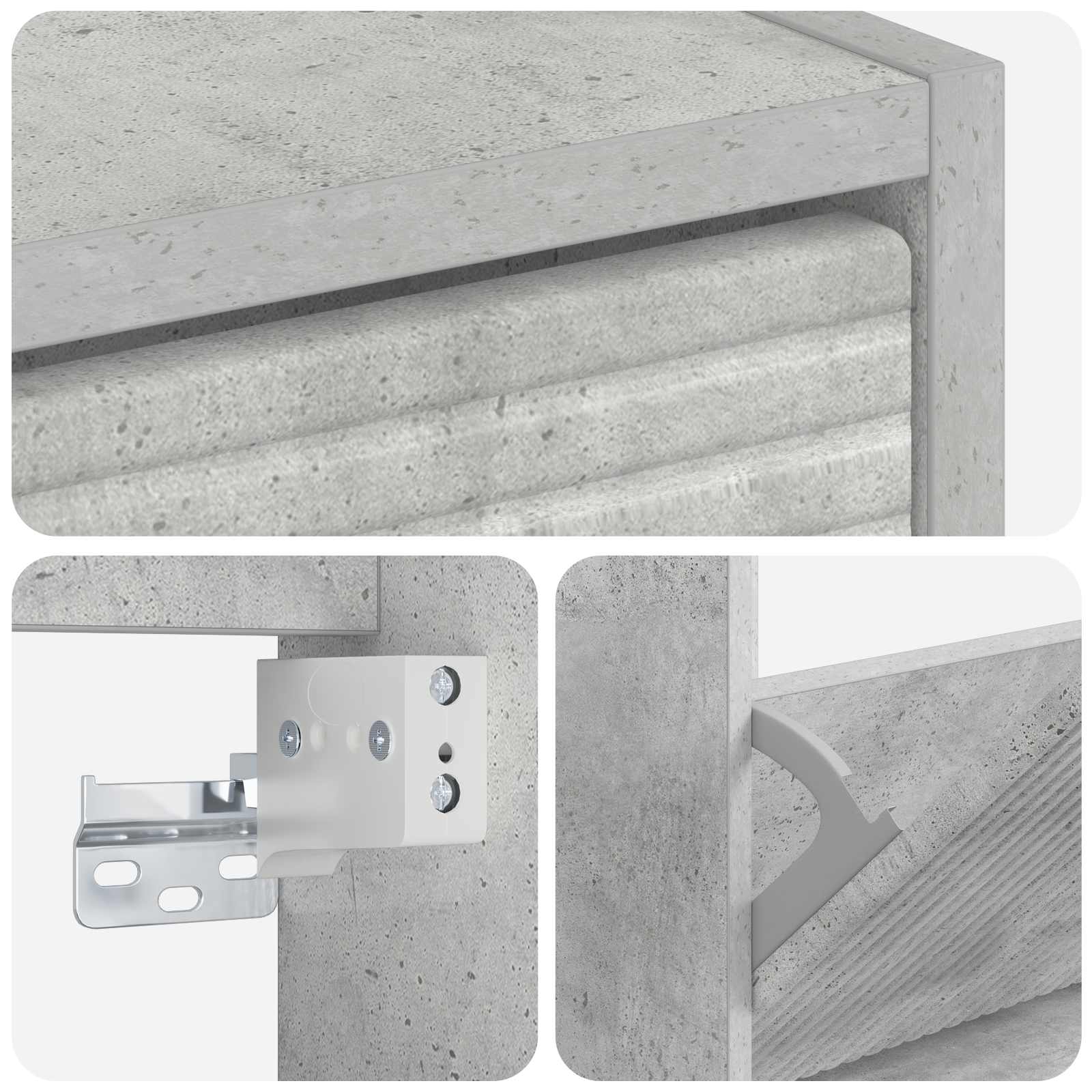 Wandmontierter Schuhschrank HAARLEM 71 x 17 x 86 cm Betongrau