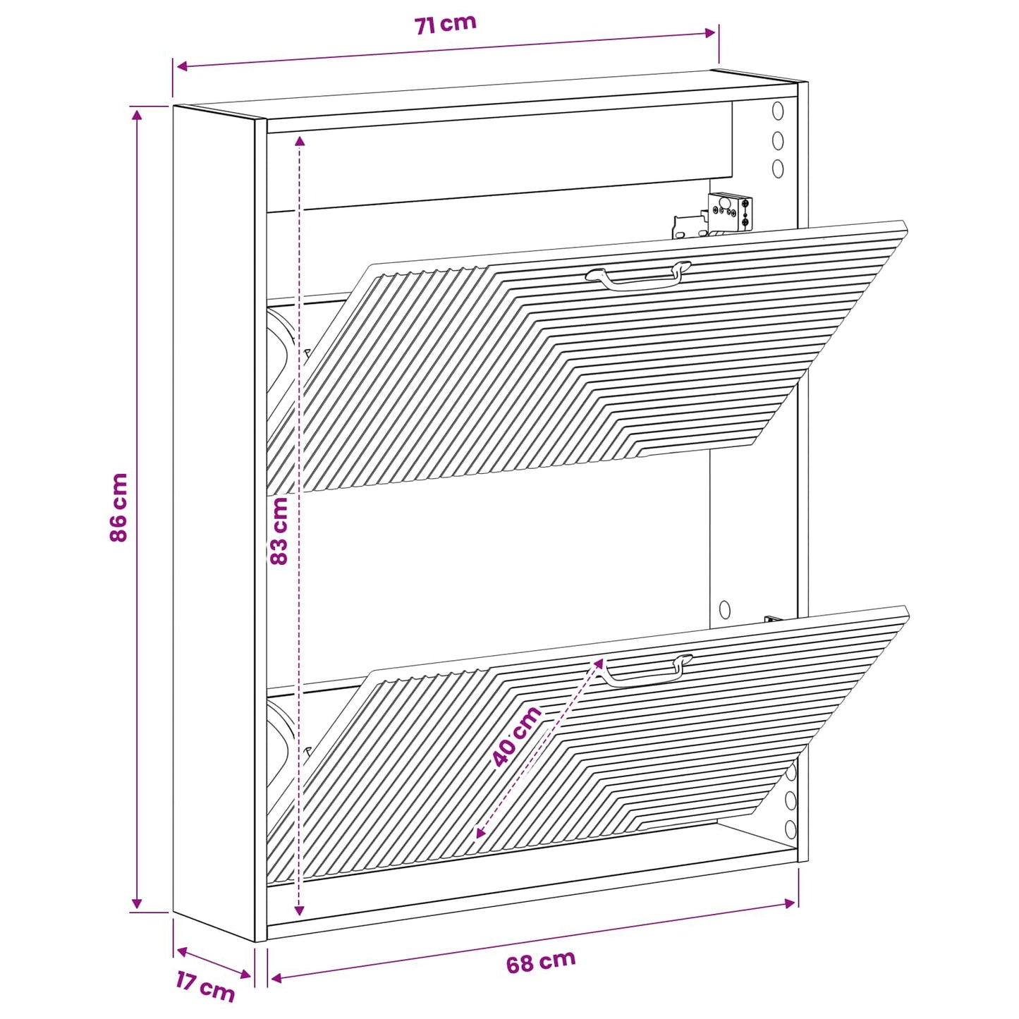 Wandmontierter Schuhschrank HAARLEM 71 x 17 x 86 cm