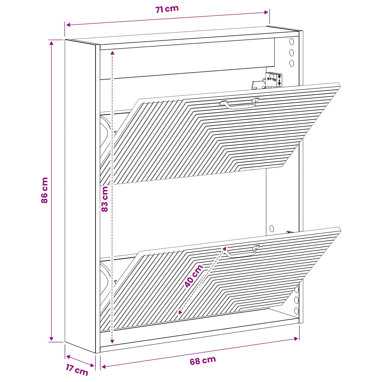 Wandmontierter Schuhschrank HAARLEM 71 x 17 x 86 cm