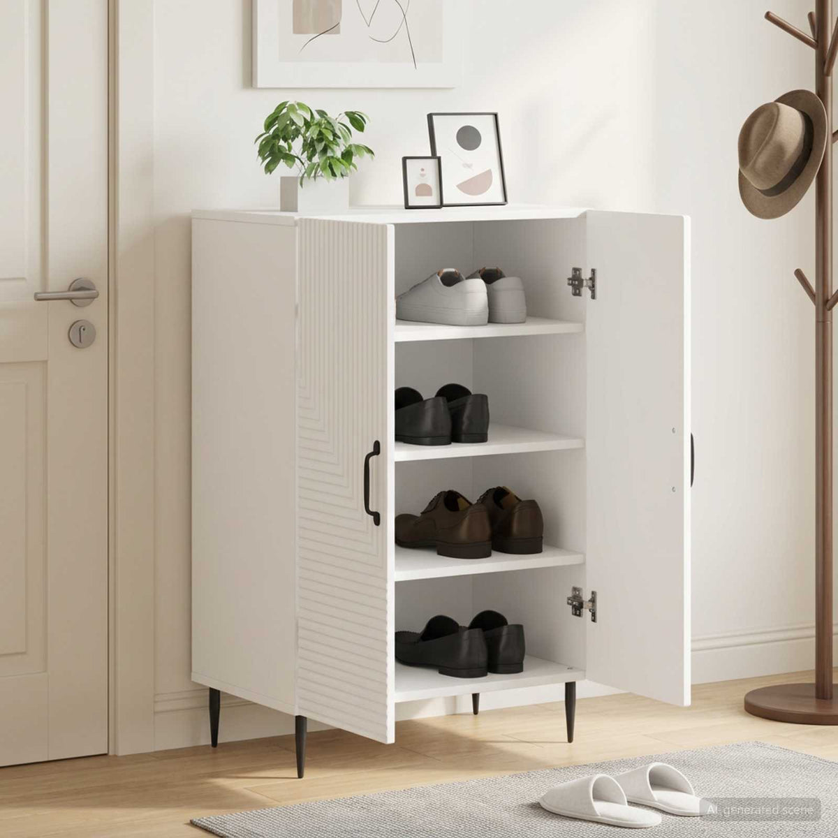 Schuhschrank HAARLEM 59,5 x 39,5 x 89,5 cm Holzwerkstoff Weiß
