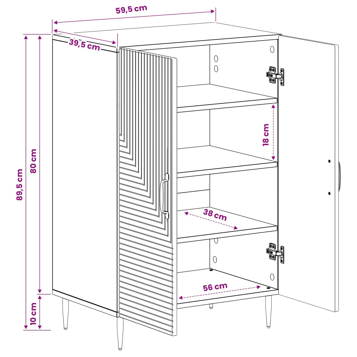 Schuhschrank HAARLEM 59,5 x 39,5 x 89,5 cm Holzwerkstoff