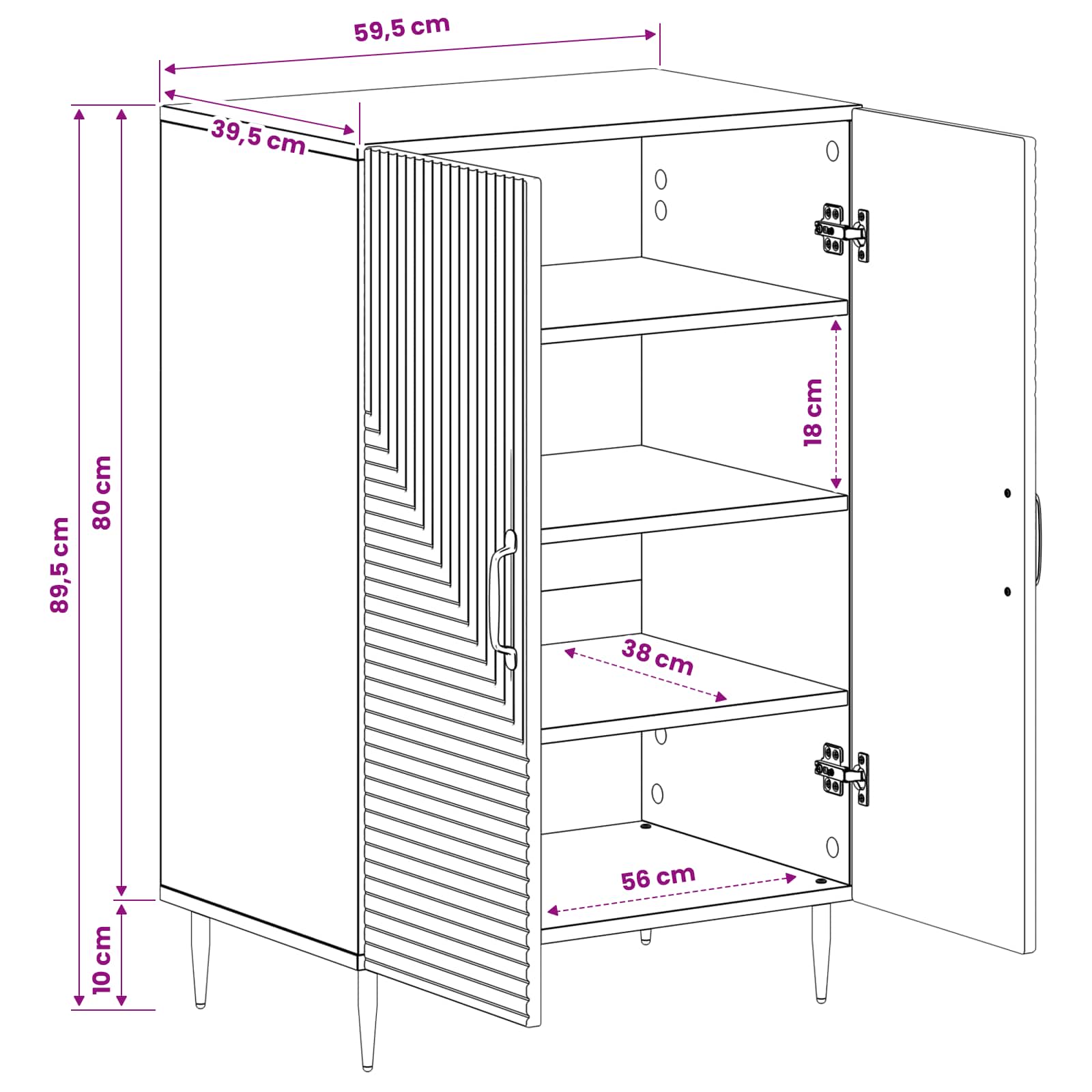 Schuhschrank HAARLEM 59,5 x 39,5 x 89,5 cm Holzwerkstoff