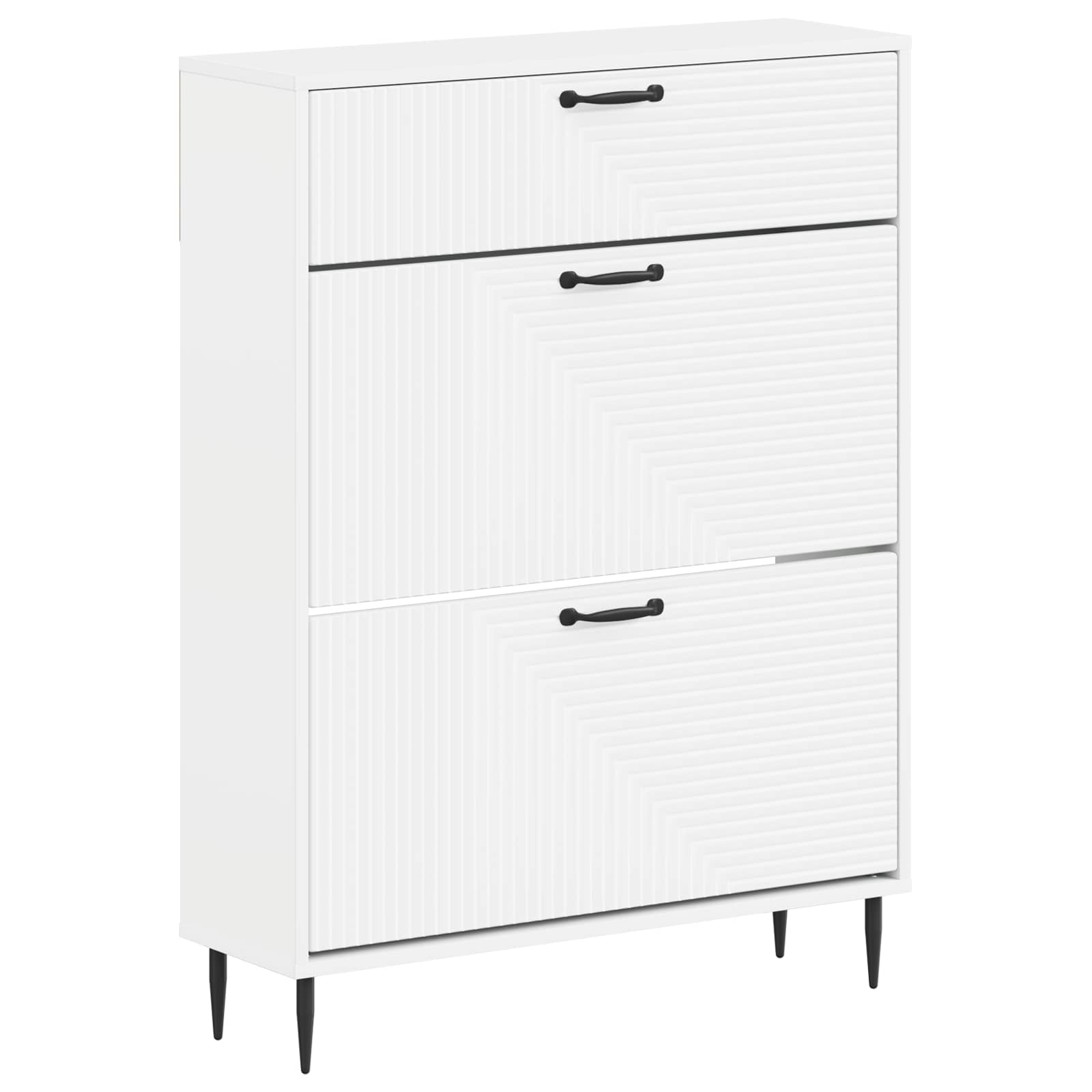 Schuhschrank HAARLEM 78 x 24 x 103 cm Holzwerkstoff Weiß