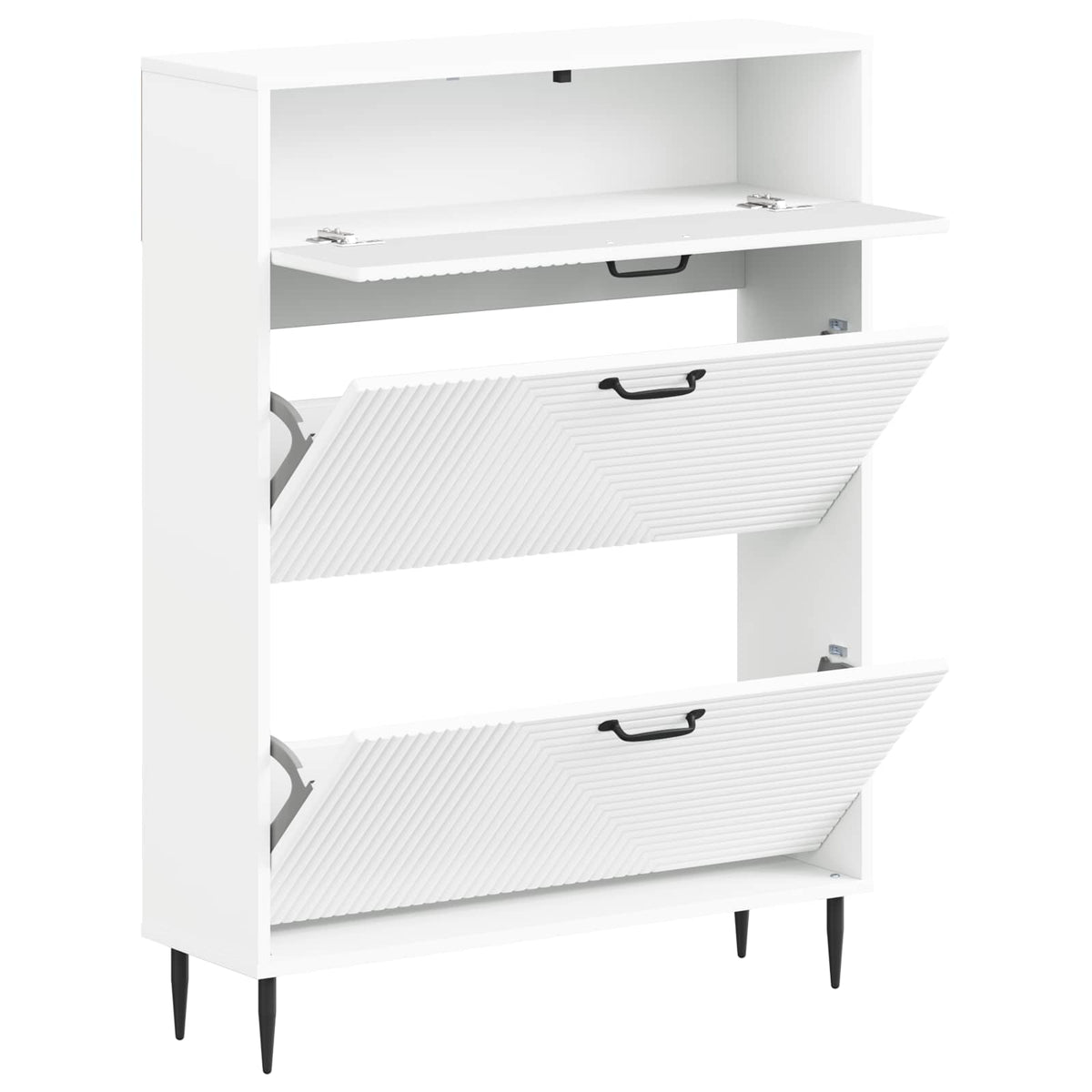 Schuhschrank HAARLEM 78 x 24 x 103 cm Holzwerkstoff Weiß