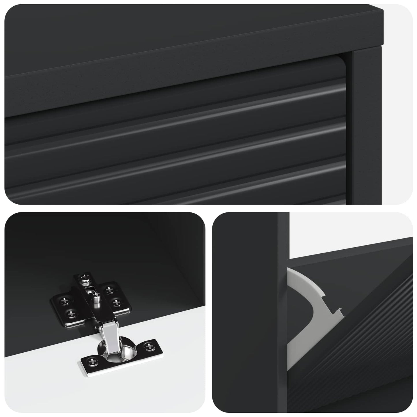 Schuhschrank HAARLEM 78 x 24 x 103 cm Holzwerkstoff Schwarz