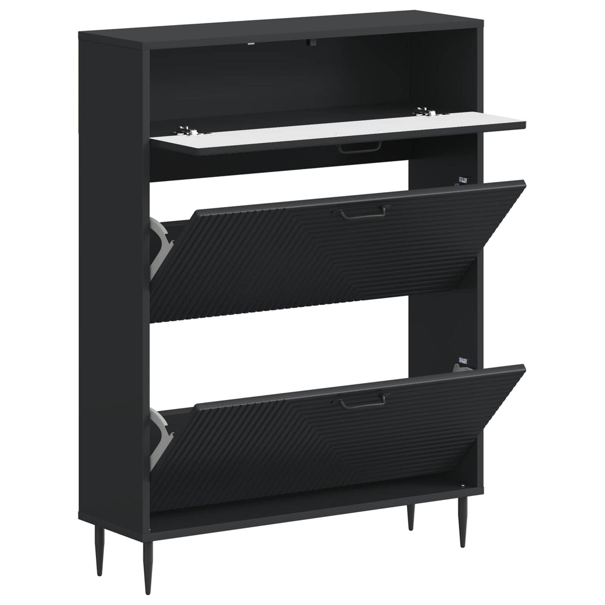 Schuhschrank HAARLEM 78 x 24 x 103 cm Holzwerkstoff Schwarz