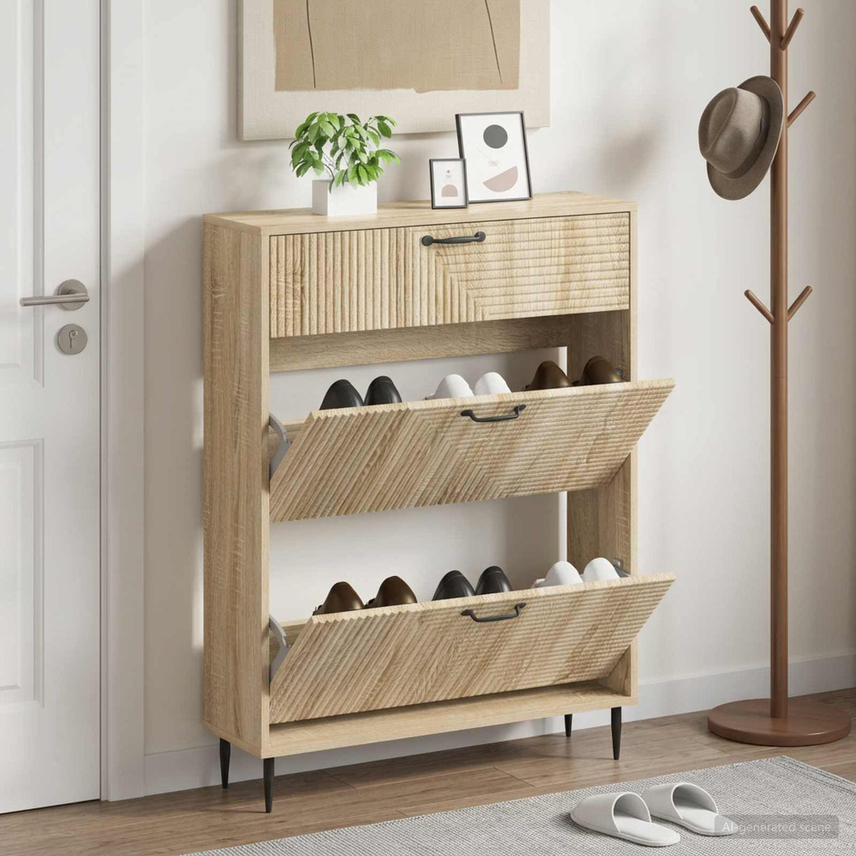 Schuhschrank HAARLEM 78 x 24 x 103 cm Holzwerkstoff