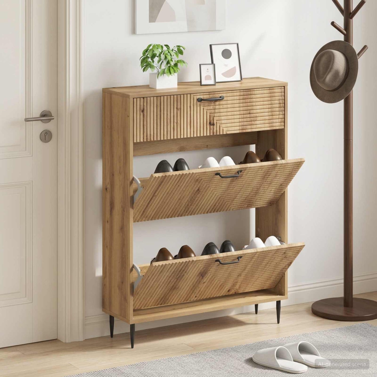 Schuhschrank HAARLEM 78 x 24 x 103 cm Holzwerkstoff
