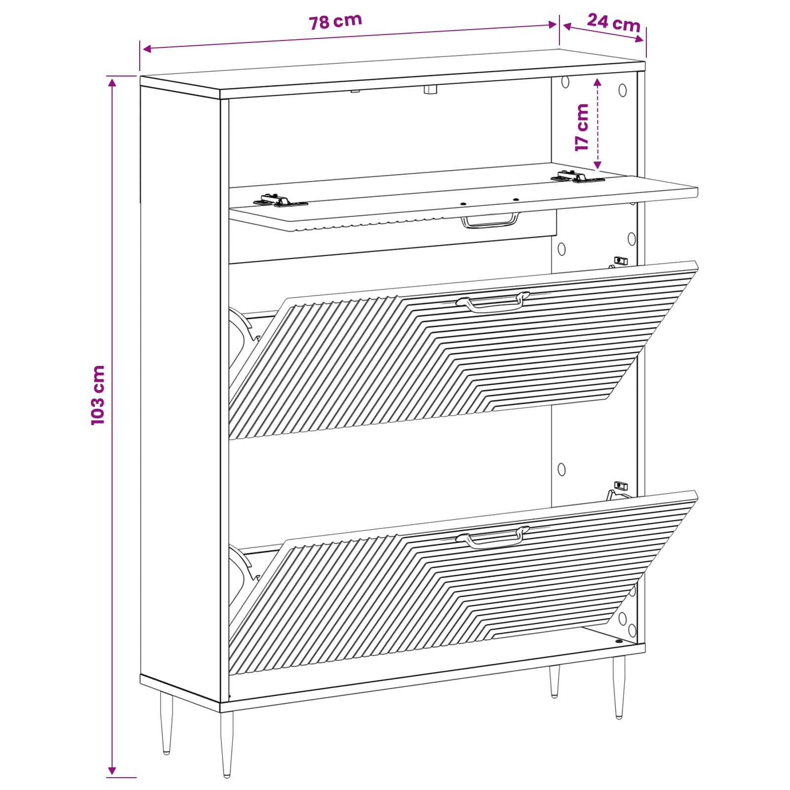 Schuhschrank HAARLEM 78 x 24 x 103 cm Holzwerkstoff
