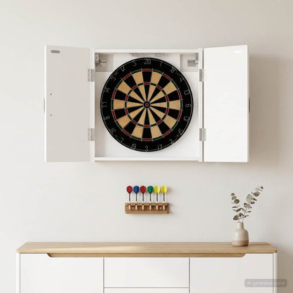 Dartboard Schrank HAARLEM Weiß 52,5 x 10,5 x 53,5 cm
