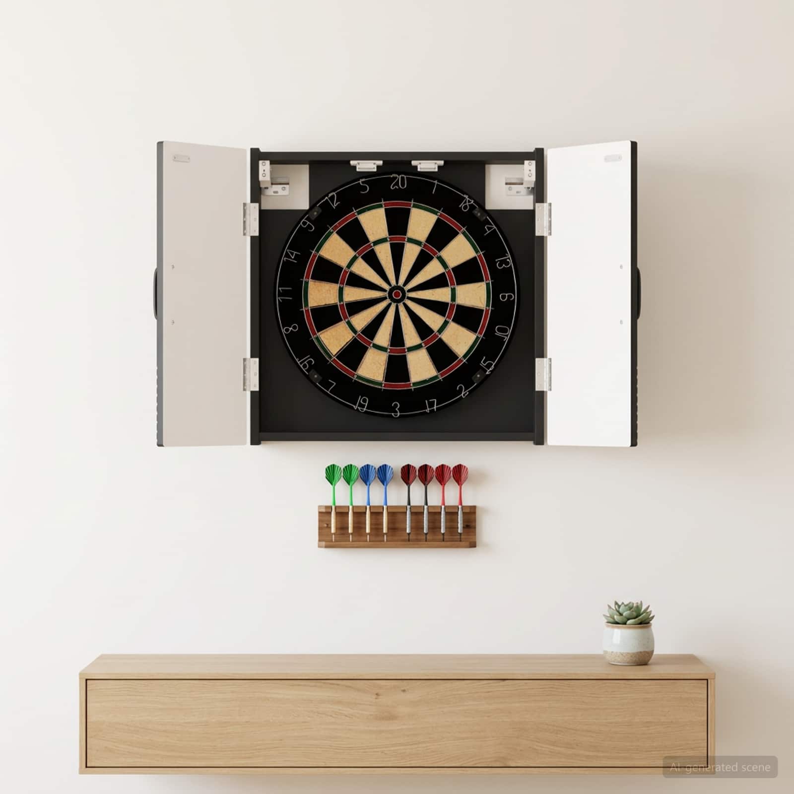 Dartboard Schrank HAARLEM Schwarz 52,5 x 10,5 x 53,5 cm