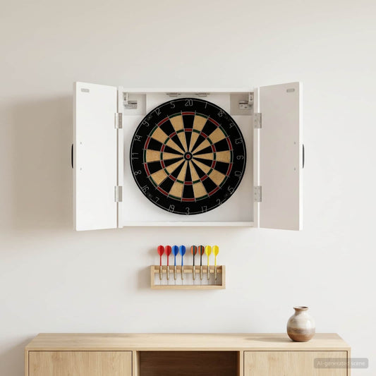 Dartboard Schrank HAARLEM Hochglanz Weiß 52,5 x 10,5 x 53,5 cm
