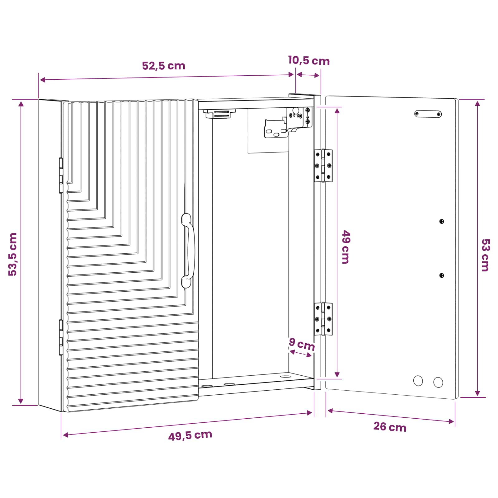 Dartboard Schrank HAARLEM Artisan-Eiche 52,5 x 10,5 x 53,5 cm