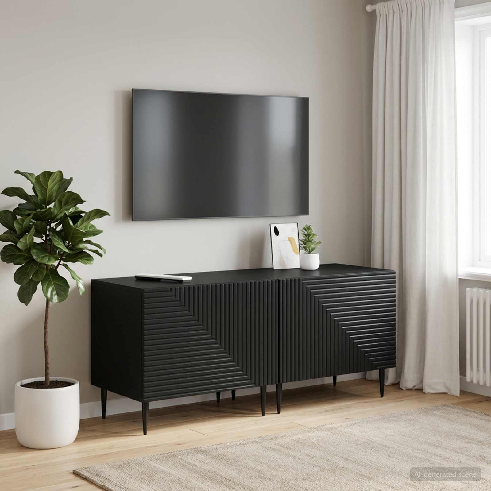 TV-Schrank Schwarz Holzwerkstoff