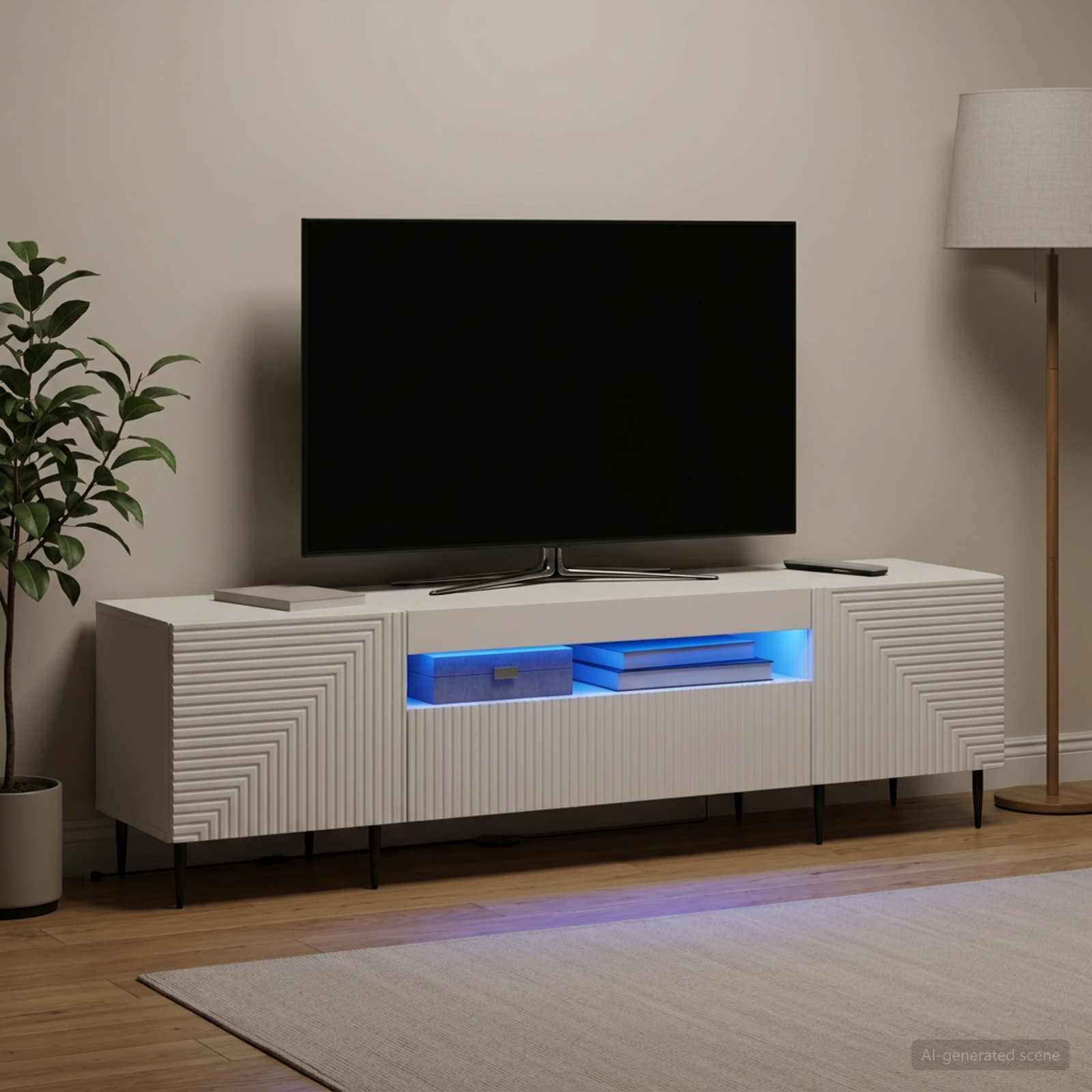 LED-TV-Schrank Weiß Holzwerkstoff