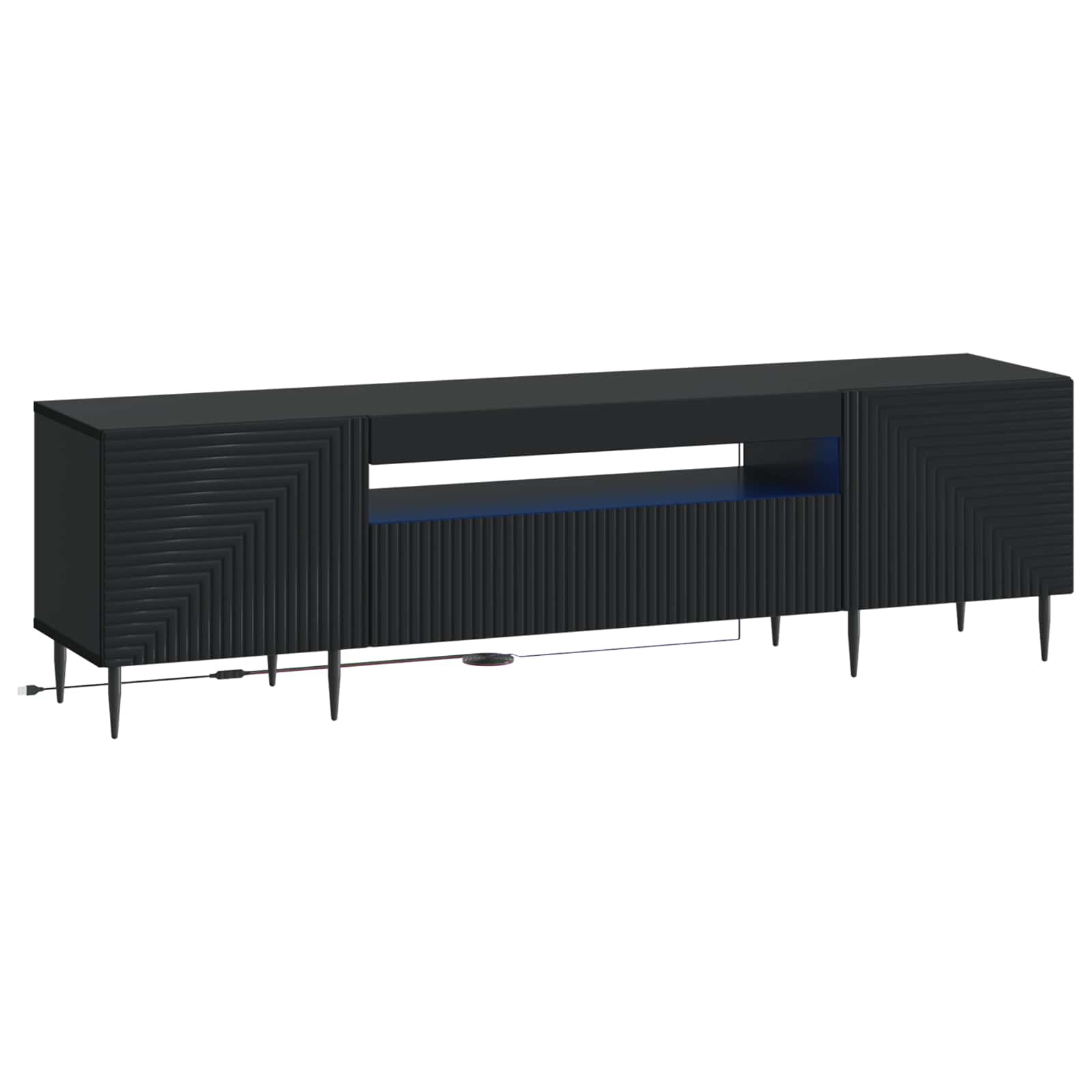 LED-TV-Schrank Schwarz Holzwerkstoff