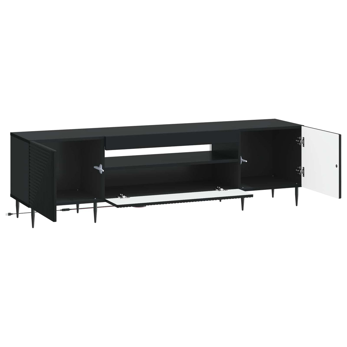 LED-TV-Schrank Schwarz Holzwerkstoff