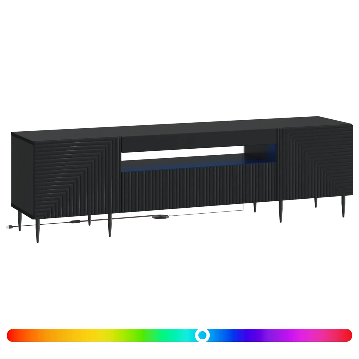LED-TV-Schrank Schwarz Holzwerkstoff