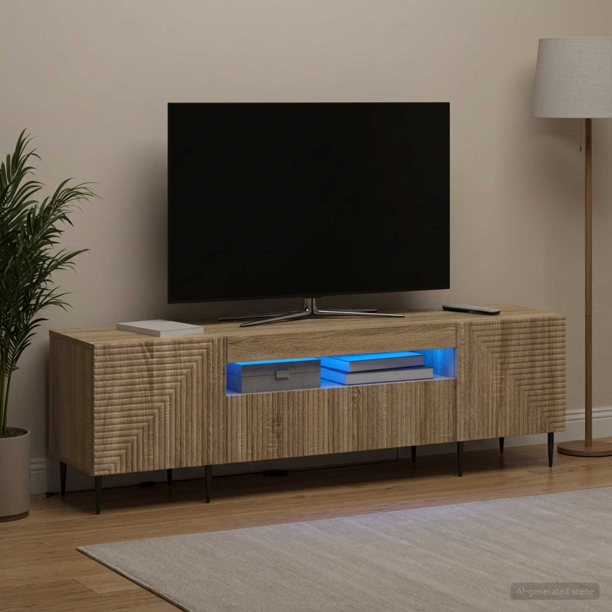 LED-TV-Schrank Sonoma-Eiche Holzwerkstoff