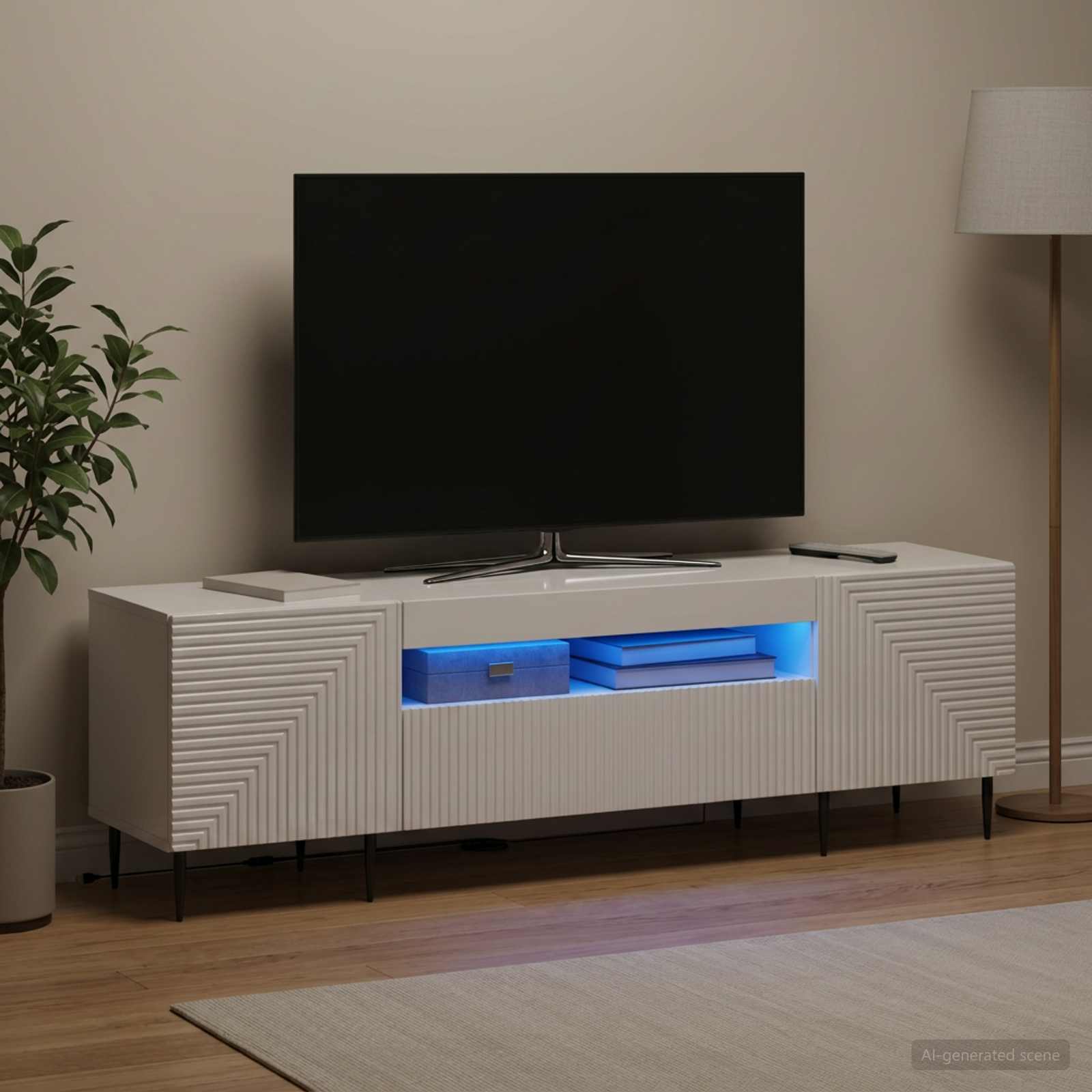 LED-TV-Schrank Hochglanz Weiß Holzwerkstoff