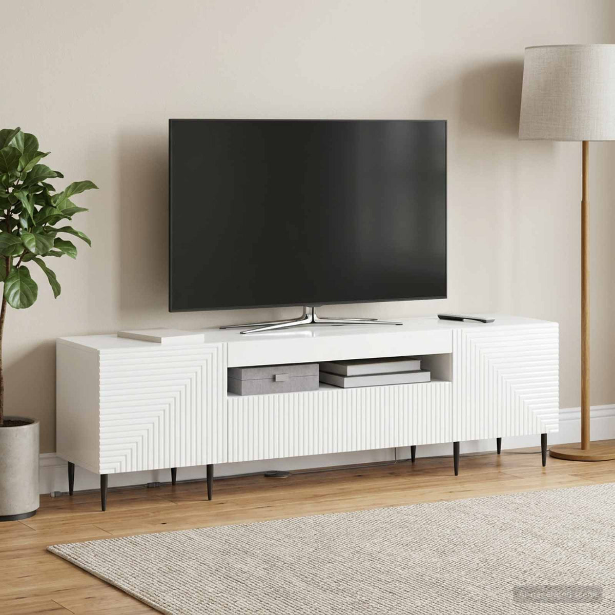 LED-TV-Schrank Hochglanz Weiß Holzwerkstoff