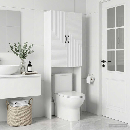 Toilettenschrank HAARLEM Weiß 66 x 25,5 x 190 cm Holzwerkstoff