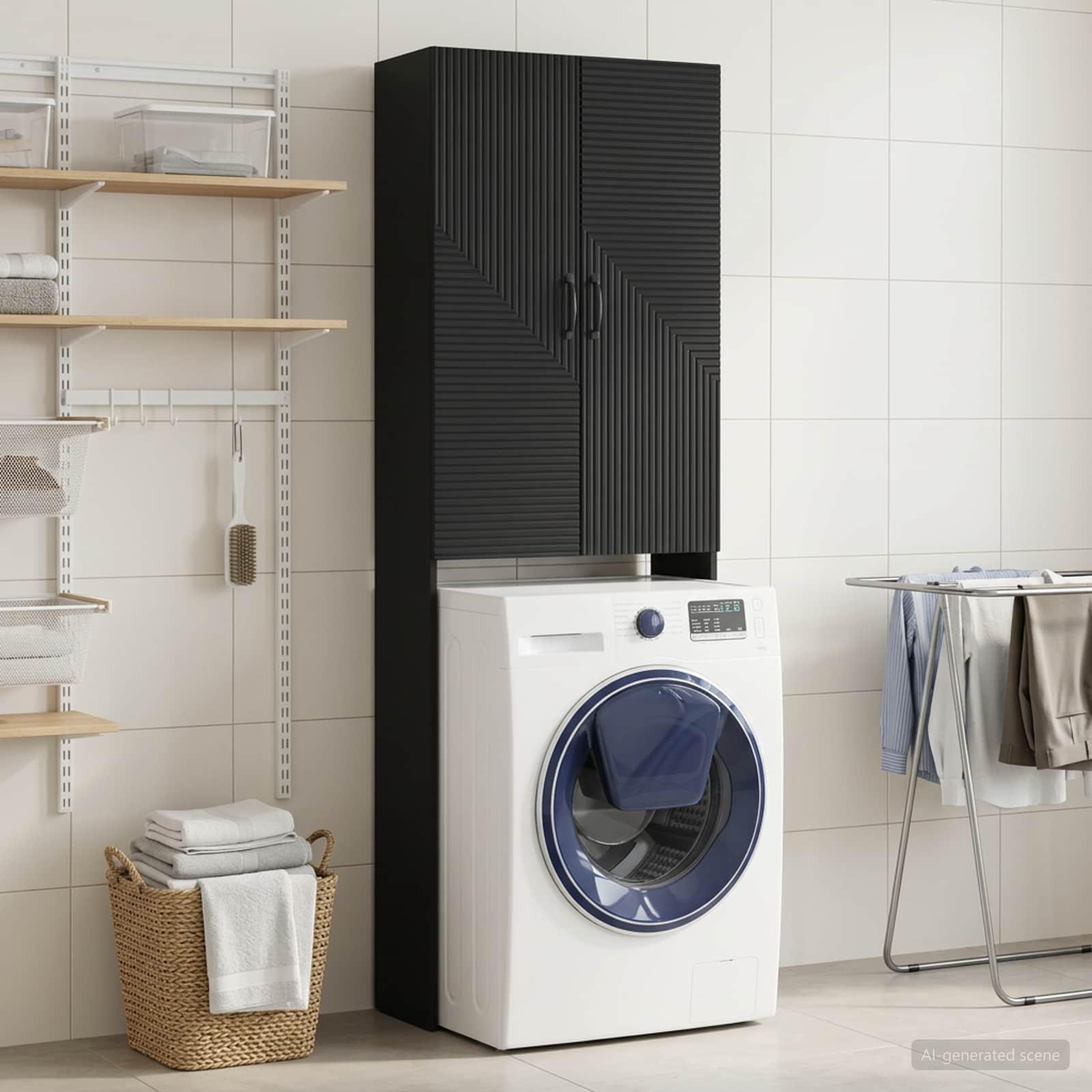 Toilettenschrank HAARLEM Schwarz 66 x 25,5 x 190 cm