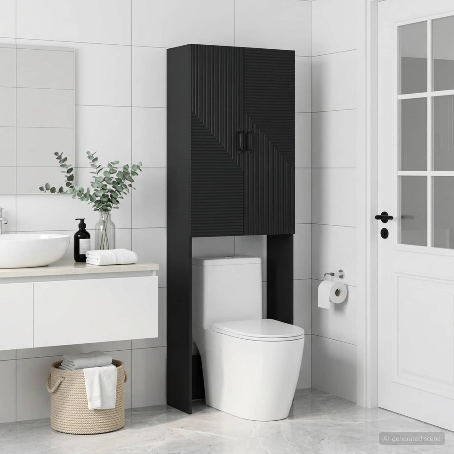 Toilettenschrank HAARLEM Schwarz 66 x 25,5 x 190 cm