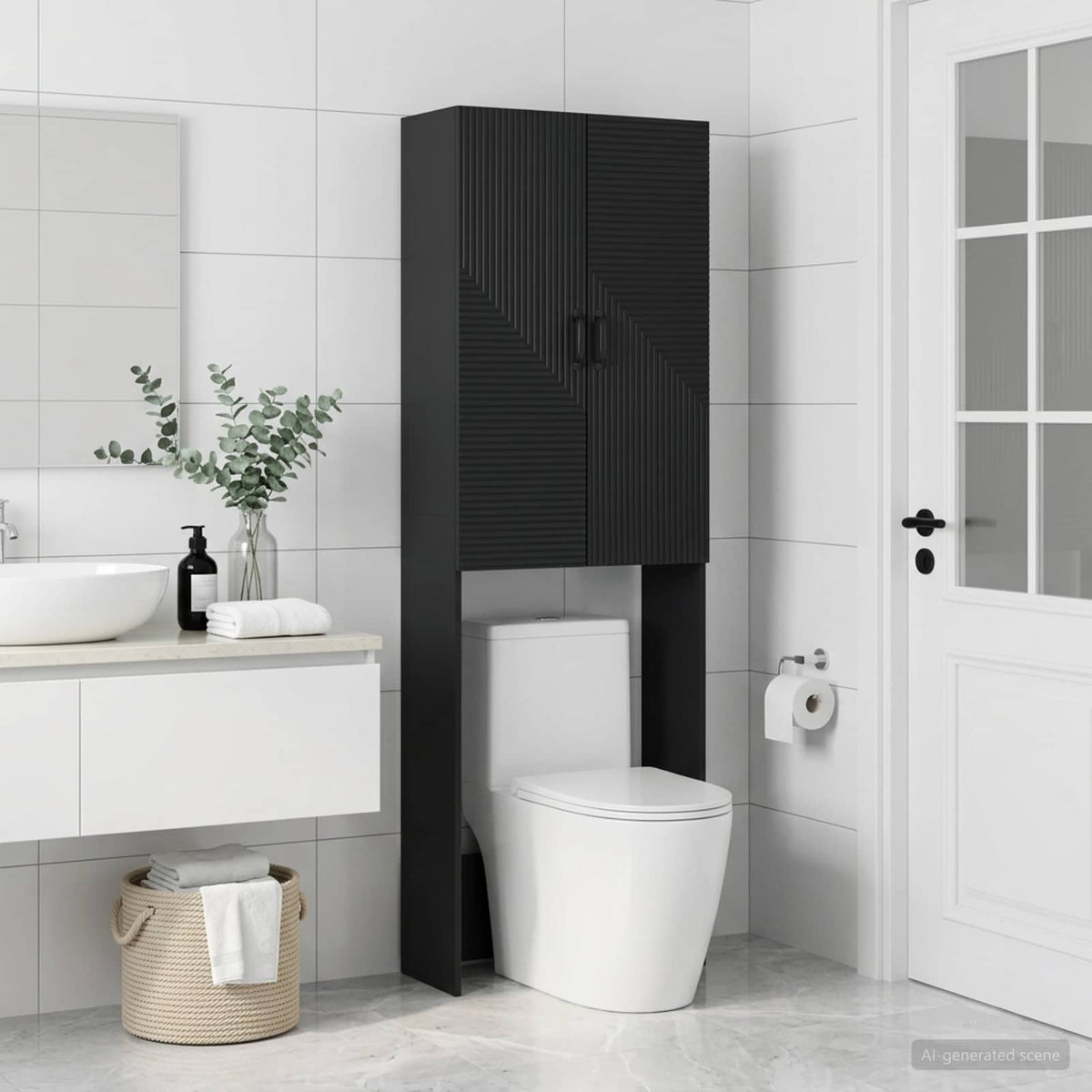 Toilettenschrank HAARLEM Schwarz 66 x 25,5 x 190 cm