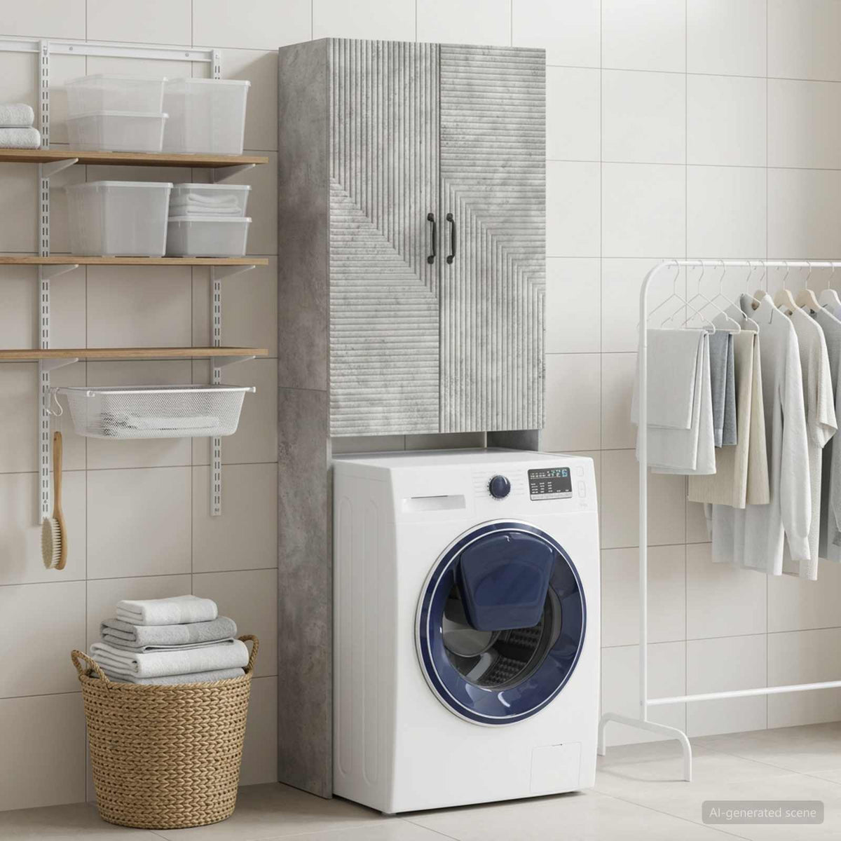Toilettenschrank HAARLEM Betongrau 66 x 25,5 x 190 cm
