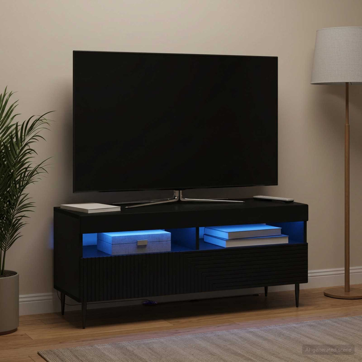LED-TV-Schrank Schwarz Holzwerkstoff