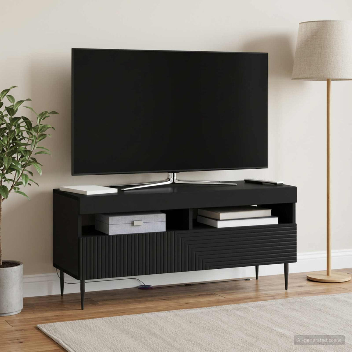 LED-TV-Schrank Schwarz Holzwerkstoff