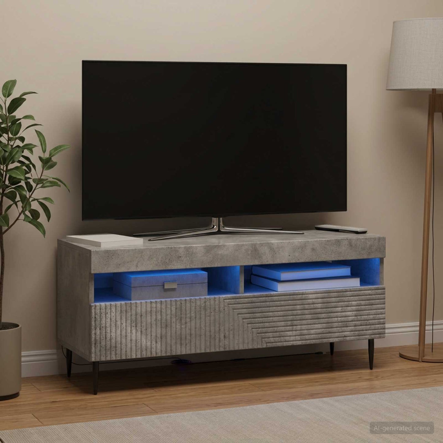LED-TV-Schrank Betongrau Holzwerkstoff