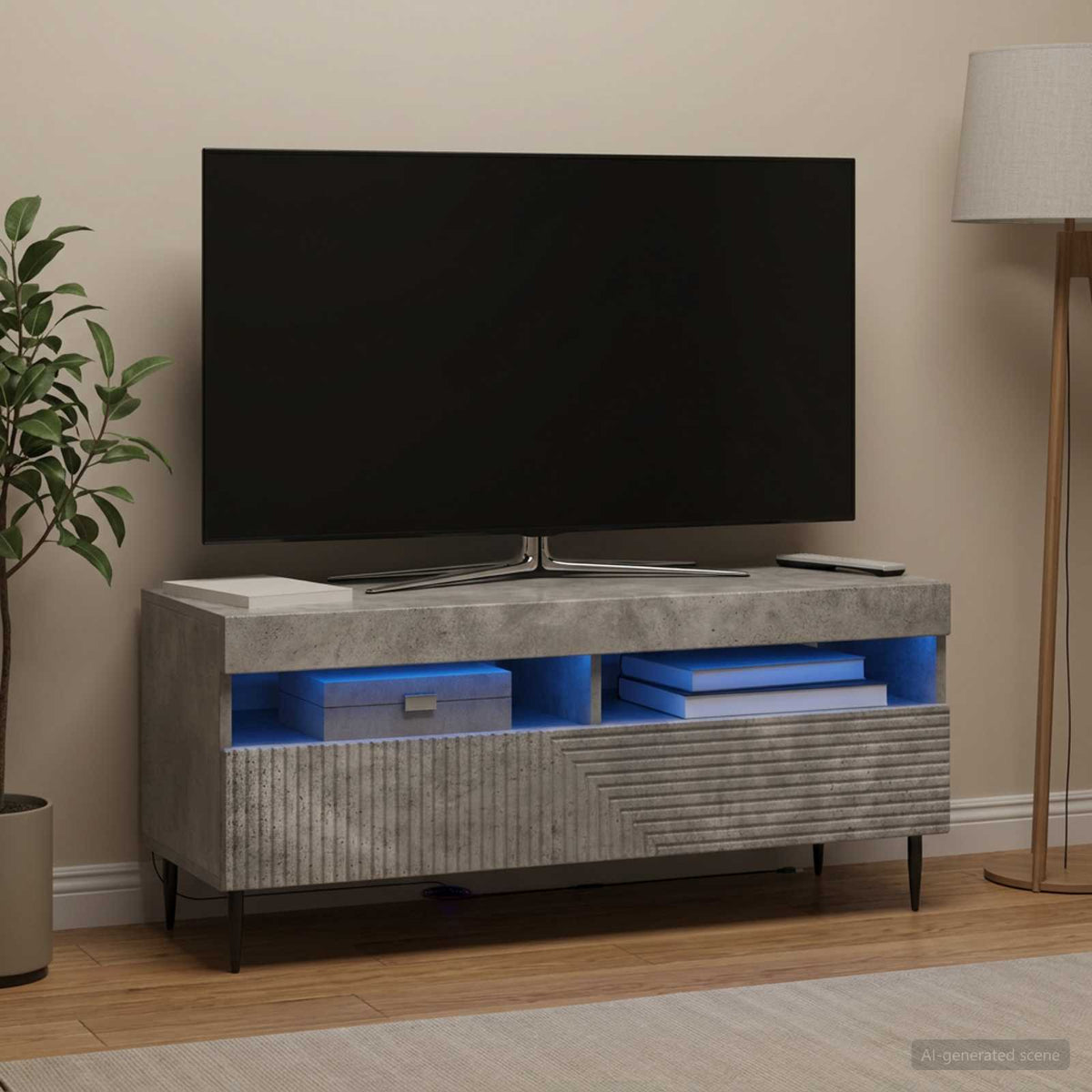 LED-TV-Schrank Betongrau Holzwerkstoff