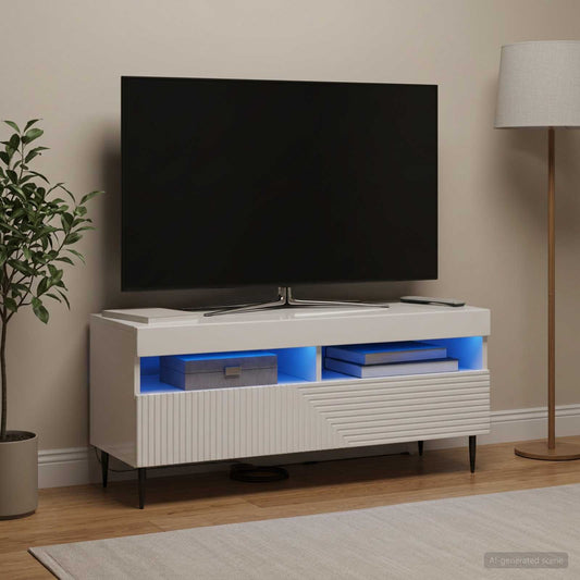 LED-TV-Schrank Hochglanz Weiß Holzwerkstoff
