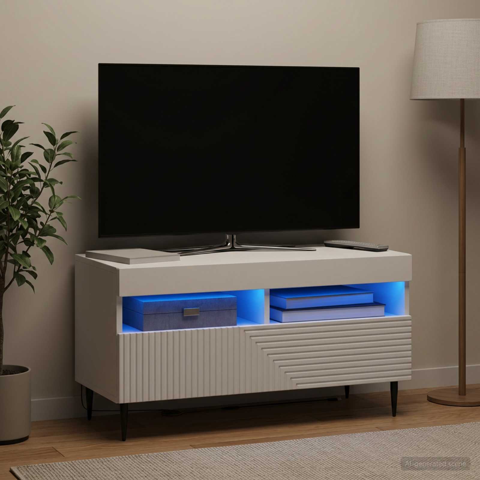 LED-TV-Schrank Weiß Holzwerkstoff