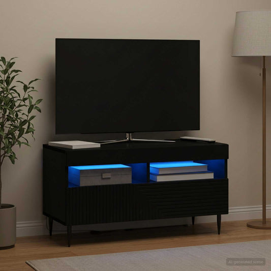 LED-TV-Schrank Schwarz Holzwerkstoff