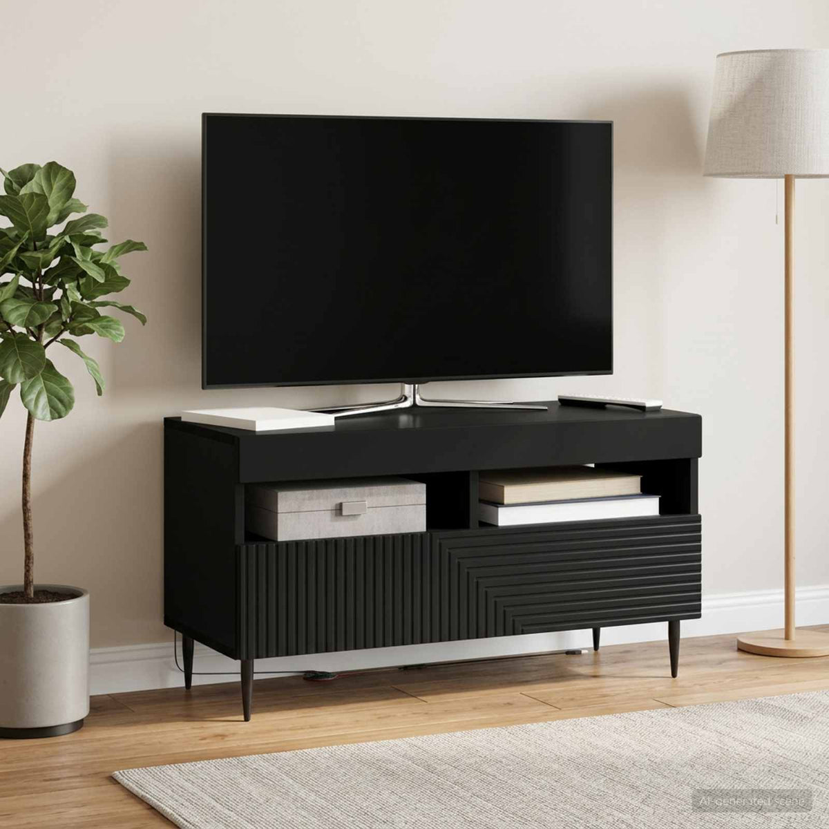 LED-TV-Schrank Schwarz Holzwerkstoff