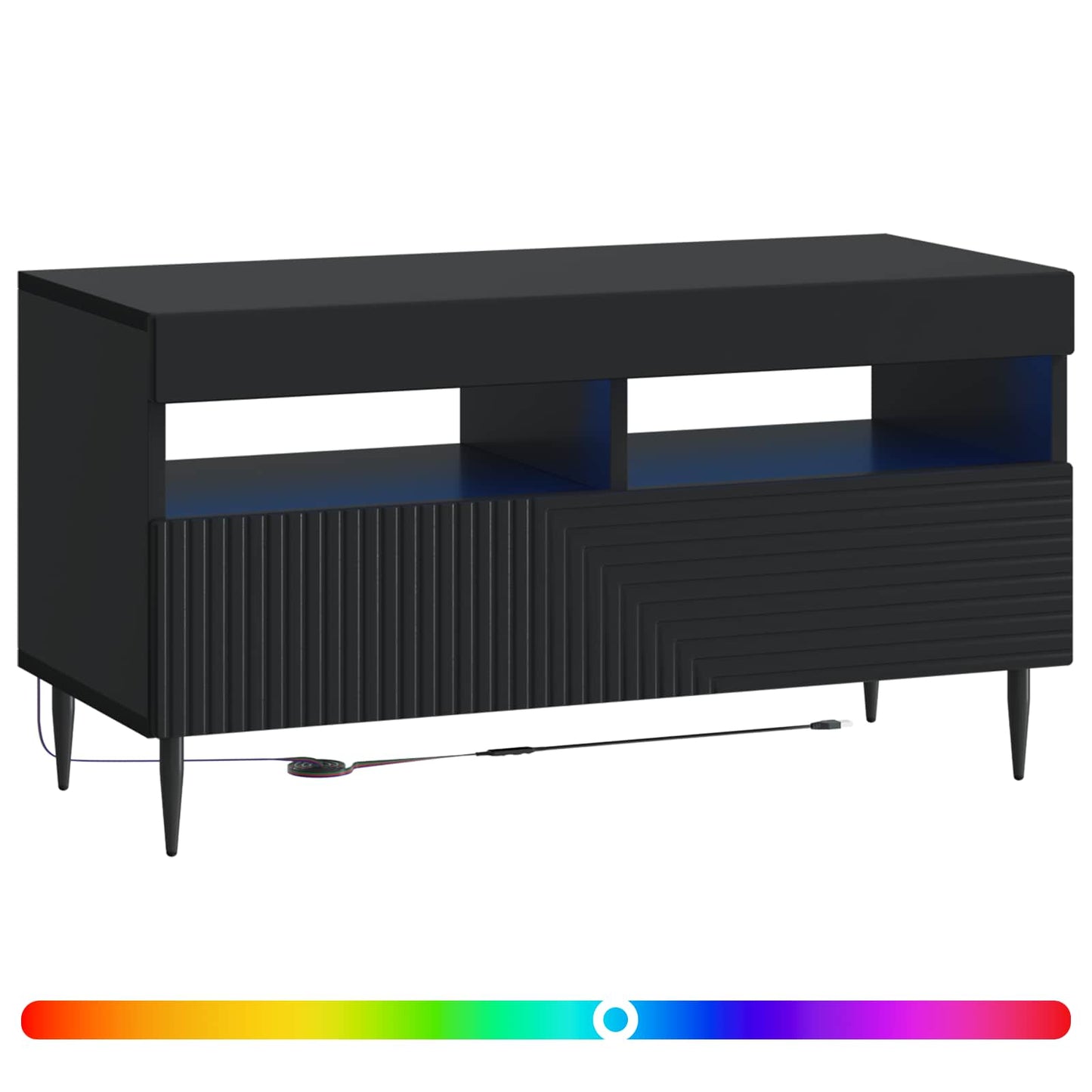 LED-TV-Schrank Schwarz Holzwerkstoff