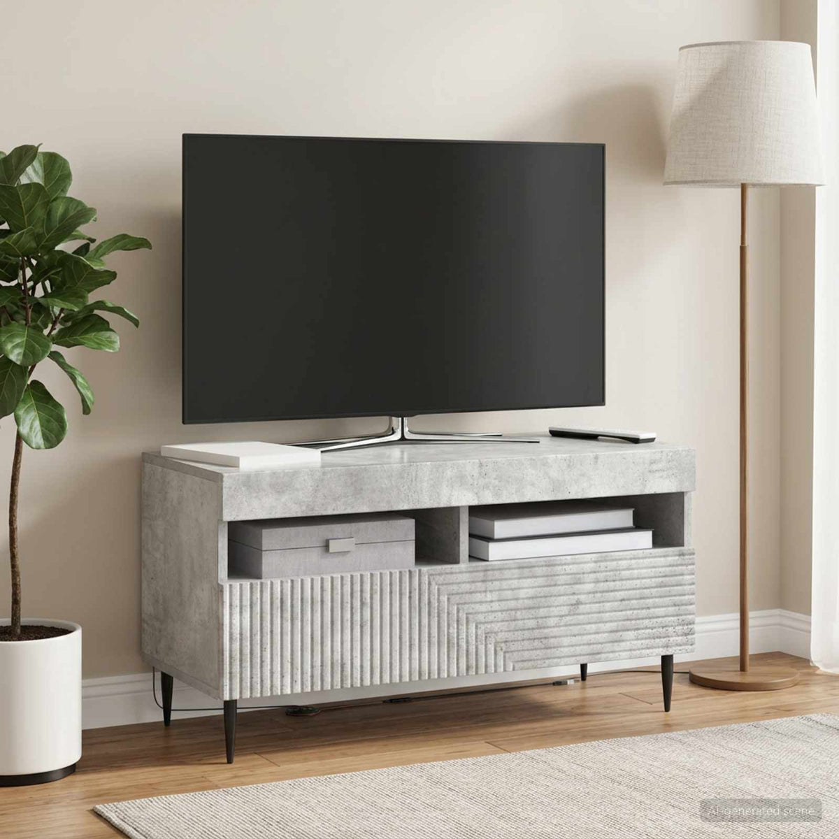 LED-TV-Schrank Betongrau Holzwerkstoff