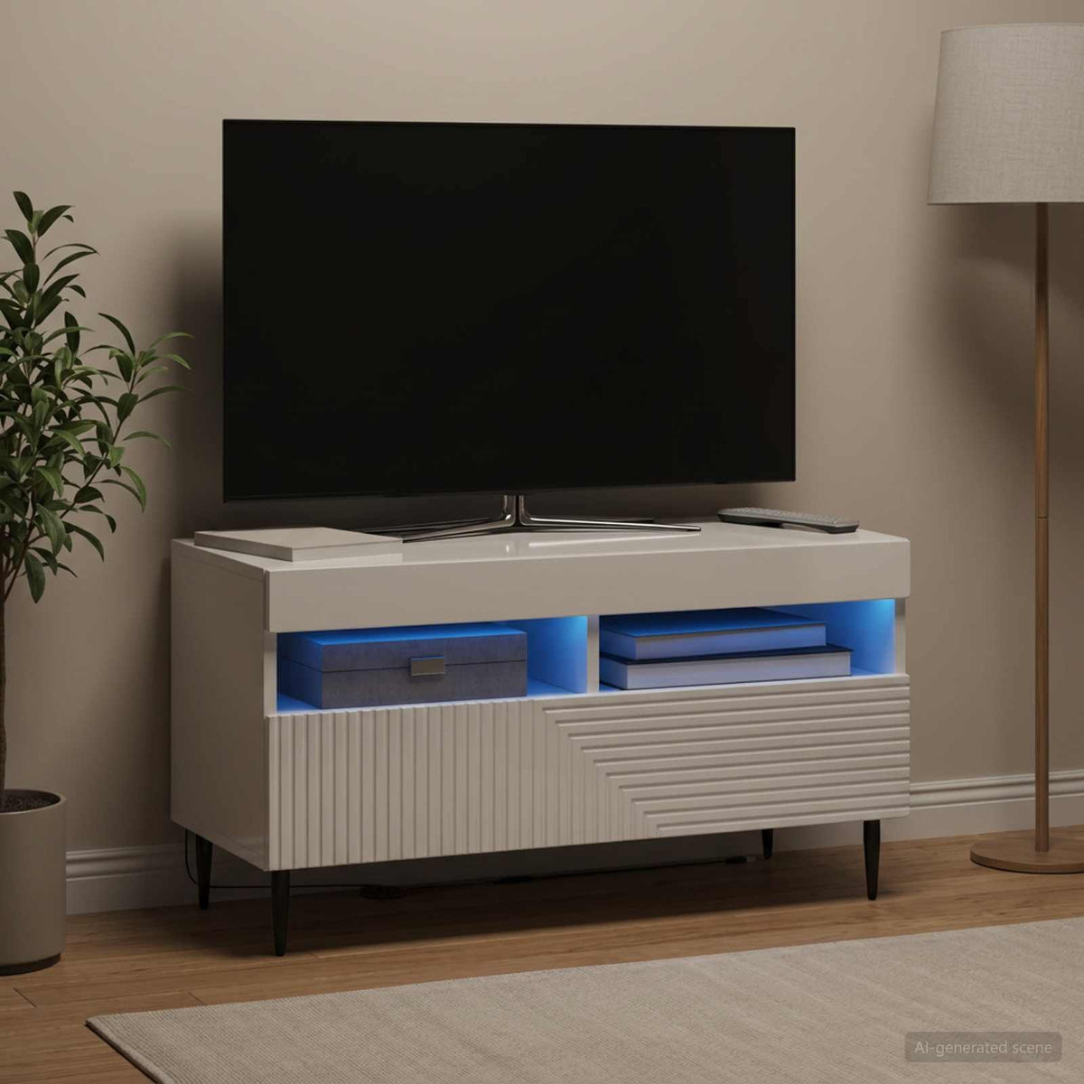 LED-TV-Schrank Hochglanz Weiß Holzwerkstoff