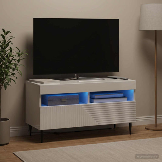 LED-TV-Schrank Hochglanz Weiß Holzwerkstoff