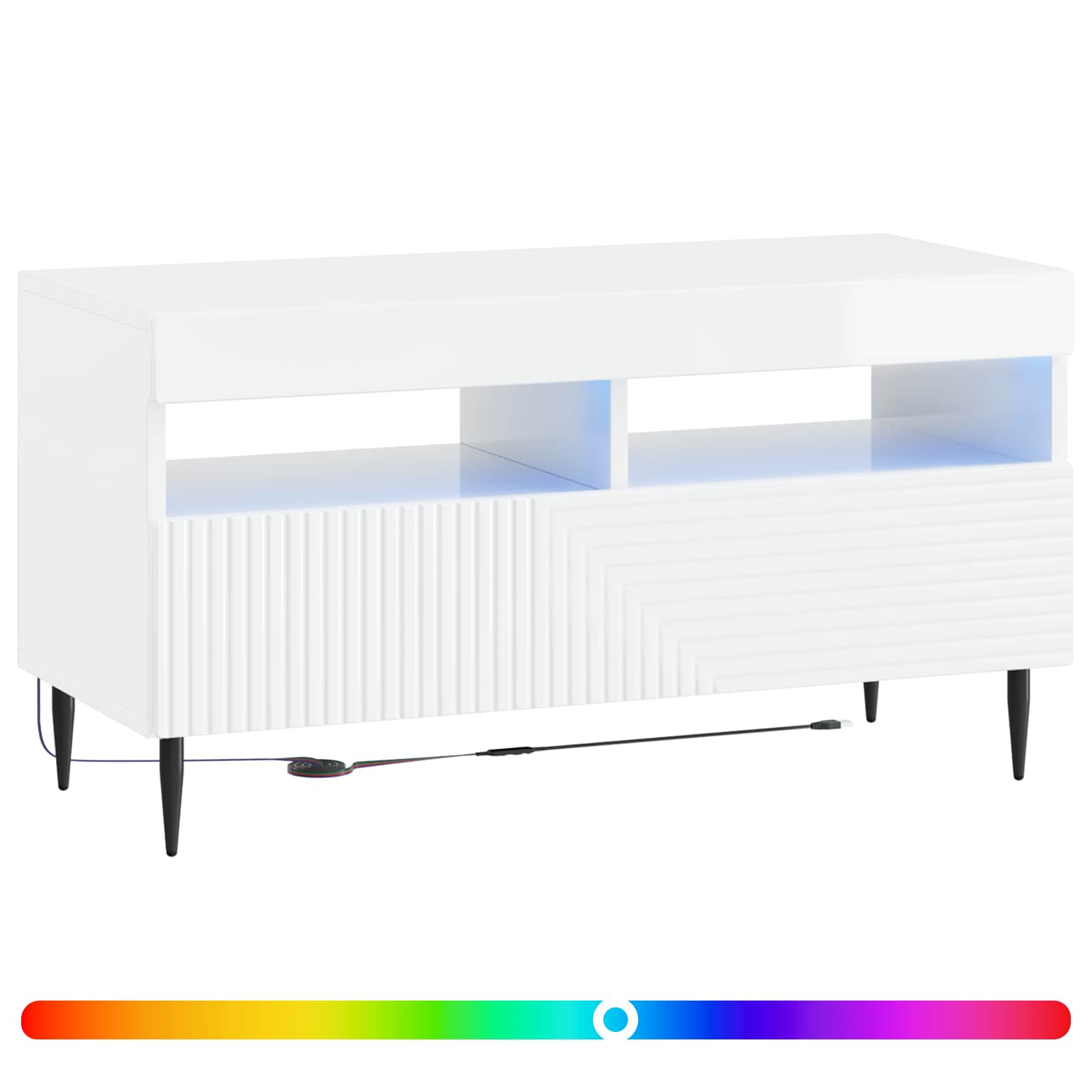LED-TV-Schrank Hochglanz Weiß Holzwerkstoff