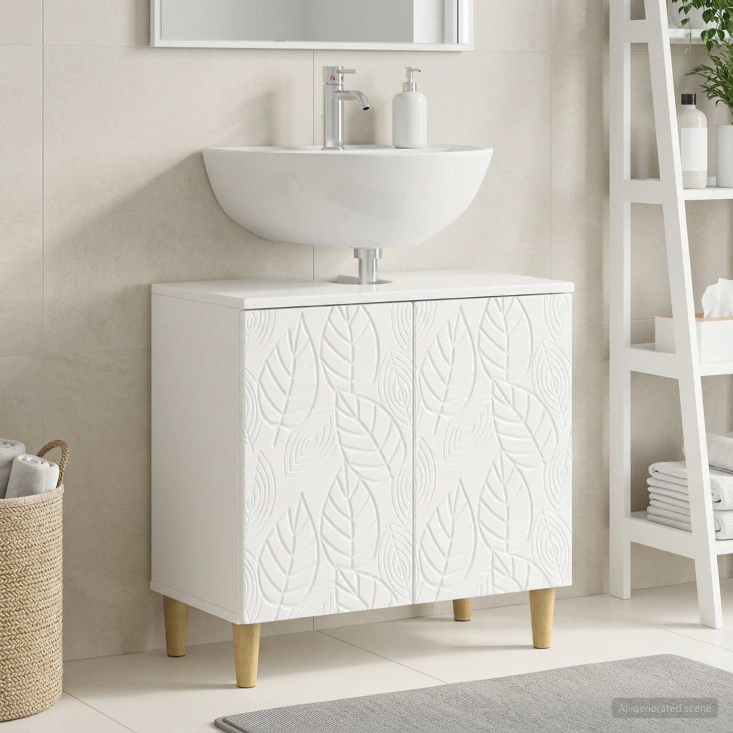 Waschbeckenschrank DELFT Hochglanz Weiß 59,5 x 31,5 x 59 cm
