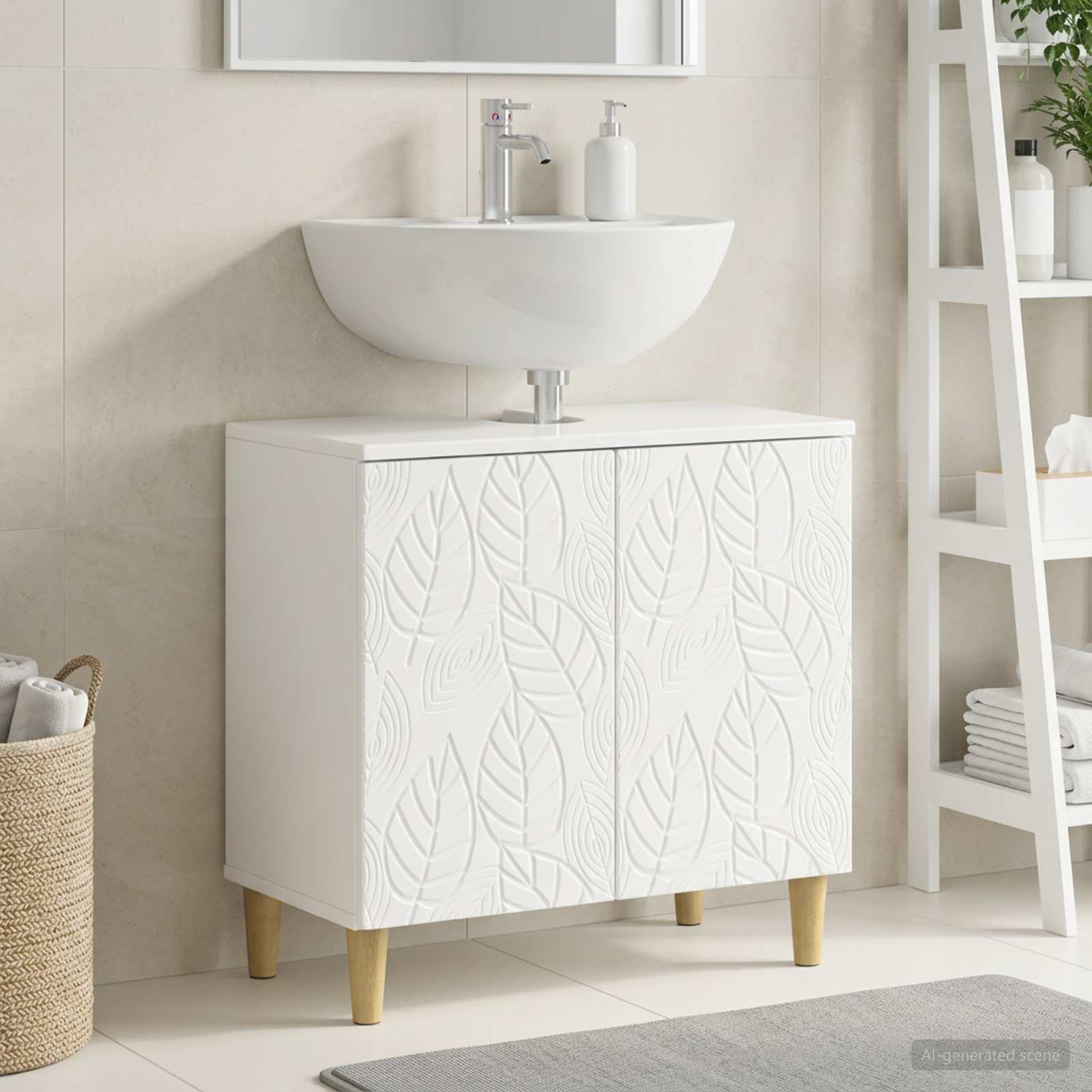 Waschbeckenschrank DELFT Hochglanz Weiß 59,5 x 31,5 x 59 cm