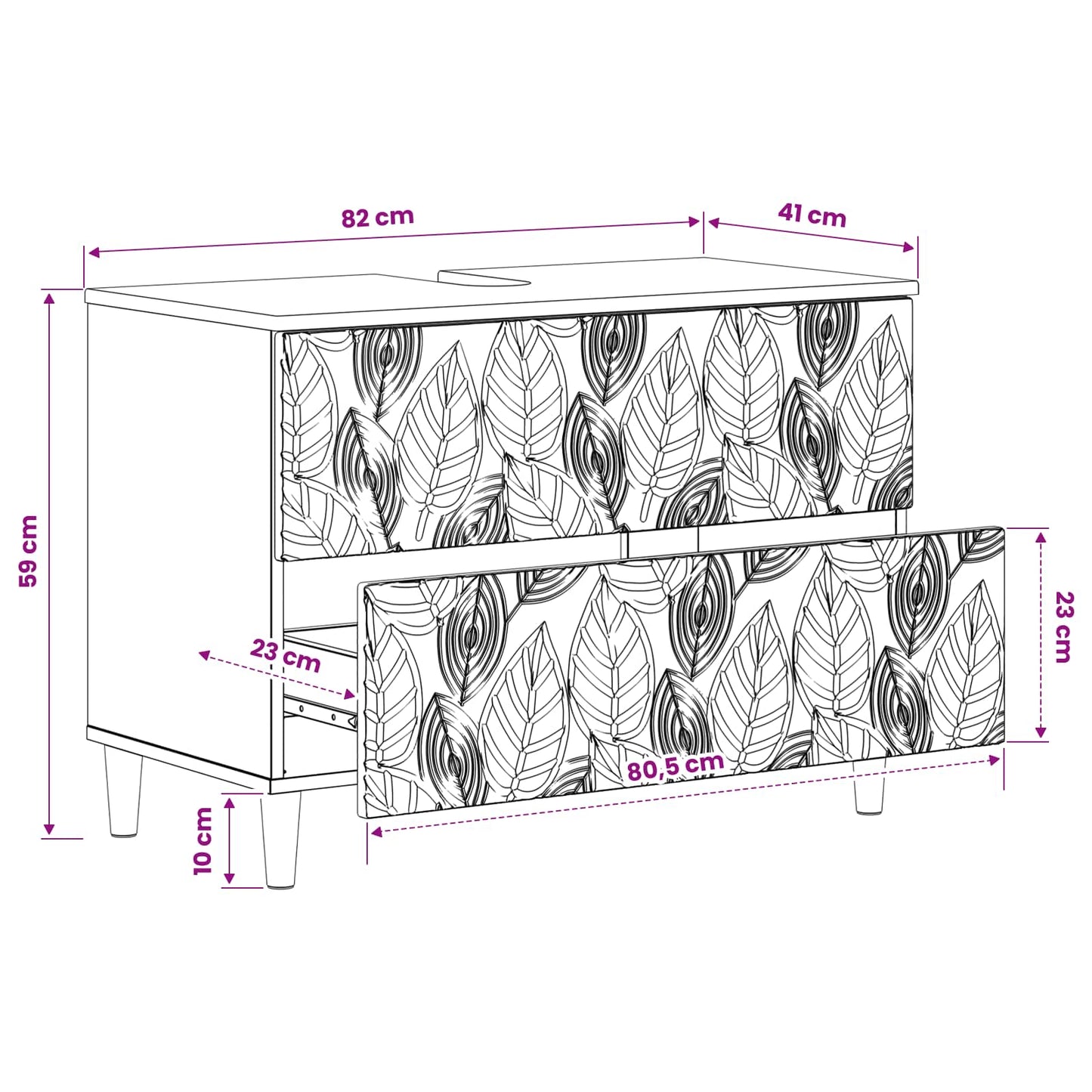 Waschbeckenschrank DELFT Sonoma-Eiche 82 x 41 x 59 cm